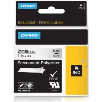 Dymo Rhino Clear Polyester Tape - 24mm, Black Text (p/n: 1805433)