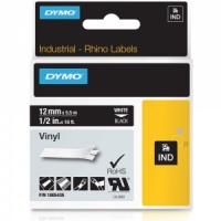 Dymo Rhino Black Vinyl Tape - 12mm, white Text (p/n: 1805435)