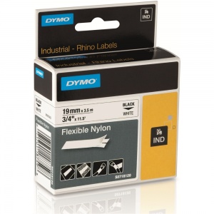 Ruban nylon flexible Dymo Rhino 12 mm 18488 blanc écriture noire