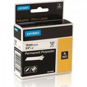 Dymo Rhino White Polyester Tape - 19mm, Black Text (p/n: 18484 / 18765)