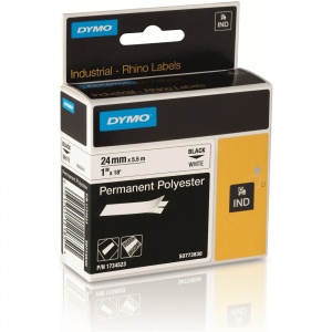 Dymo Rhino White Polyester Tape - 24mm, Black Text (p/n: S0773830)