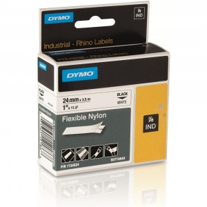 Dymo Rhino White Flexible Nylon Tape - 24mm, Black Text (p/n: S0773840)