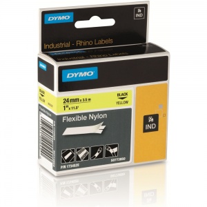 Dymo Rhino Yellow Flexible Nylon Tape - 24mm, Black Text (p/n: S0773850)
