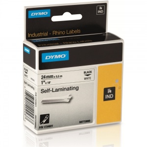 Dymo Rhino White Self Laminating Tape - 24mm, Black Text (p/n: S0773860)