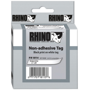 Dymo Rhino White Non-Adhesive Tag - 19mm, Black Text (p/n: 18114)