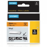 Dymo Rhino Orange Vinyl Tape - 24mm, Black Text (p/n: 1805427)