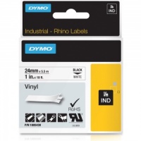Dymo Rhino White Vinyl Tape - 24mm, Black Text (p/n: 1805430)
