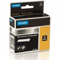 Dymo Rhino Metallized Polyester Tape - 9mm, Black Text (p/n: 18485 / 18760)