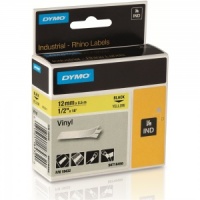 Dymo Rhino Yellow Vinyl Tape - 12mm, Black Text (p/n: 18432)